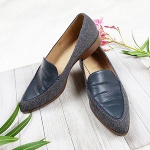 J CREW | Academy Wool/Felt Leather Gray Loafers 7